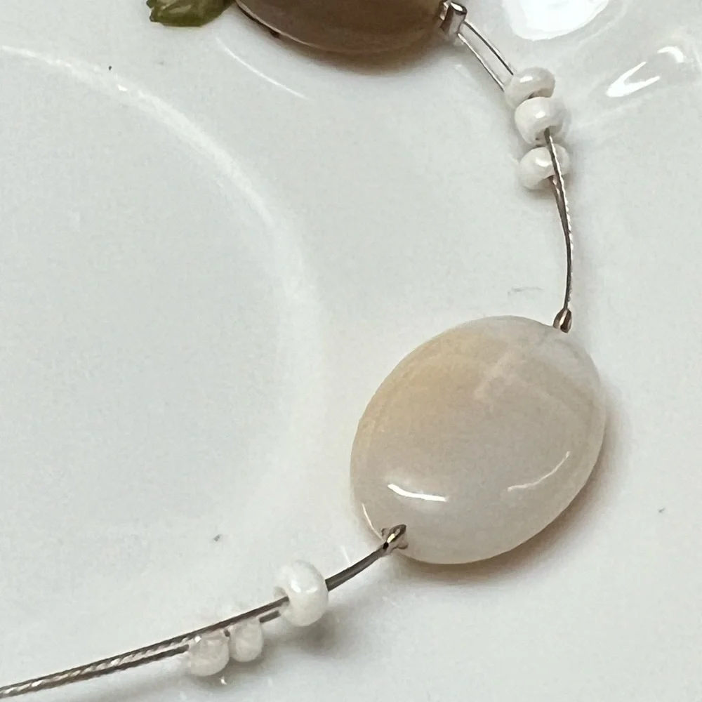 Artisan Silver and Cream Oval‎ Bracelet